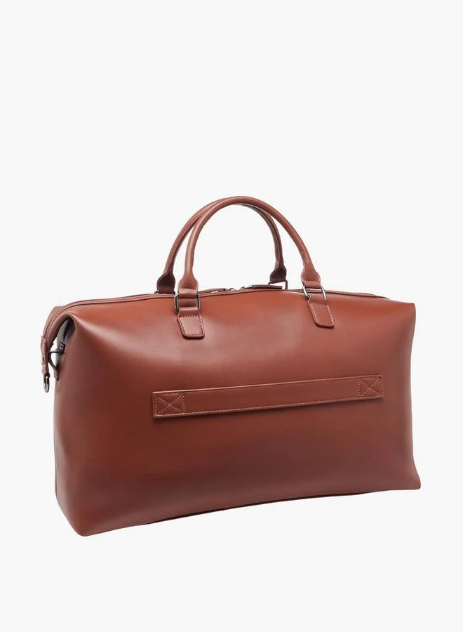 DUCHINI TAN Monogram Embossed Duffle Bag With Zip Closure And Detachable Strap for Men | Best Price UAE